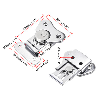 Harfington Uxcell 1.57-inch Iron Butterfly Twist Latch Keeper Toggle Clamp (Silver)