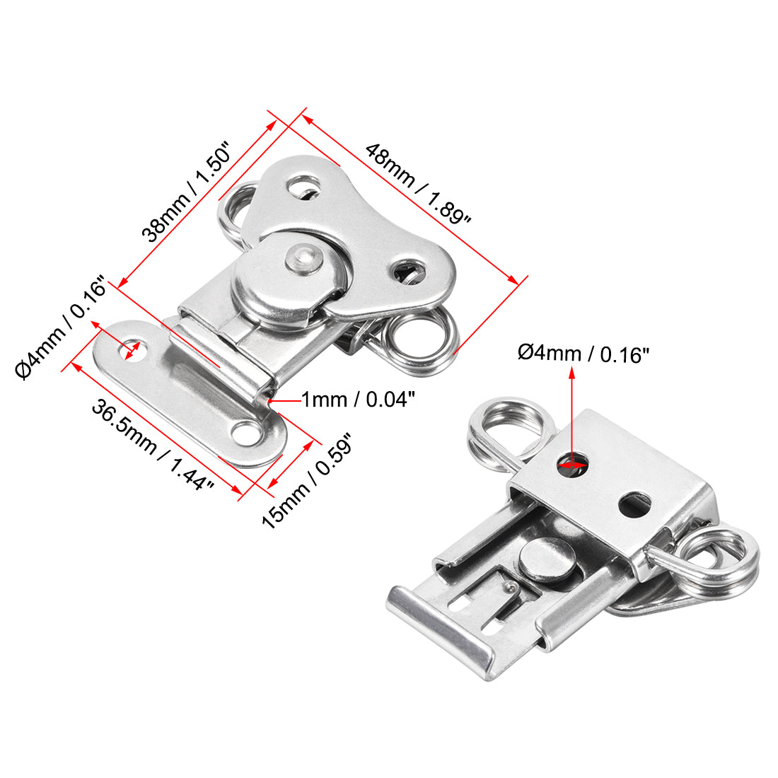 uxcell Uxcell 1.89-inch SUS304 Stainless Steel Spring Loaded Butterfly Twist Latch Keeper Toggle Clamp - 2 Pcs