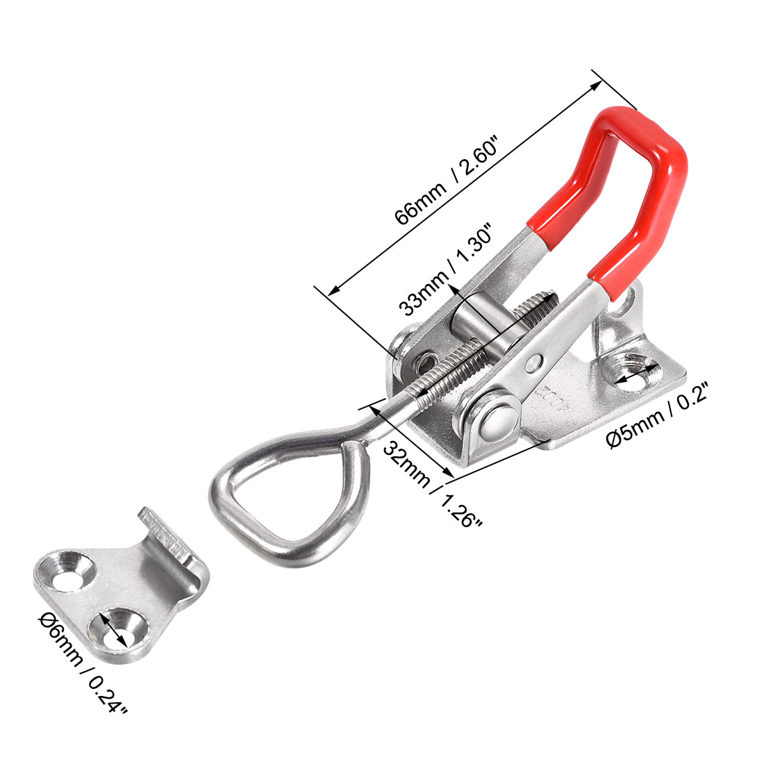 uxcell Uxcell 396lbs Holding Capacity SUS304 Stainless Steel Pull-Action Latch Adjustable Toggle Clamp with Keyhole