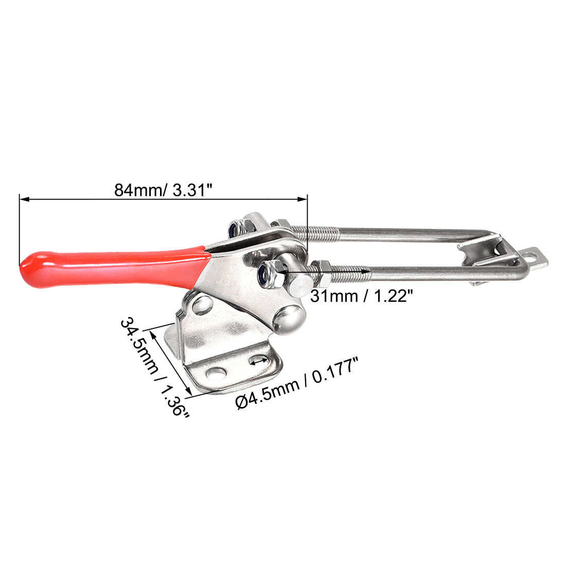 uxcell Uxcell 496lbs Smoker Toggle SUS304 Stainless Steel Pull Latch U Bolt Vertical Quick Release Clamp