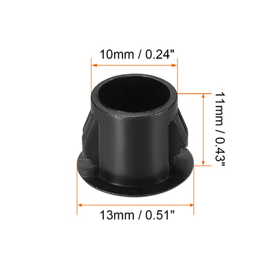 Harfington Uxcell 100pcs Mounting 10mm x 11mm Black Nylon Round Snap Panel Locking Hole Plug Cover