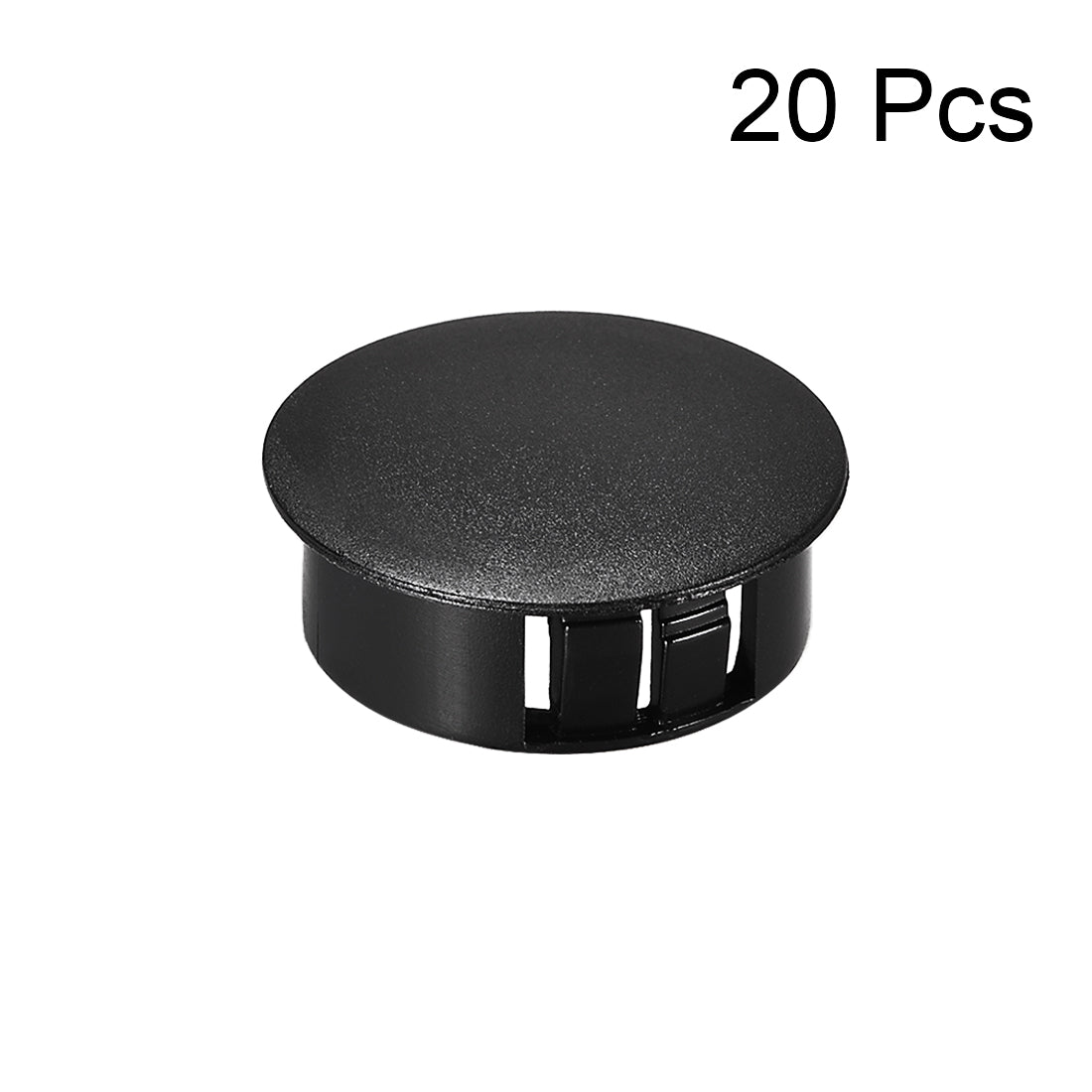 uxcell Uxcell 20pcs Mounting 25mm x 11mm Black Nylon Round Snap Panel Locking Hole Plugs Cover