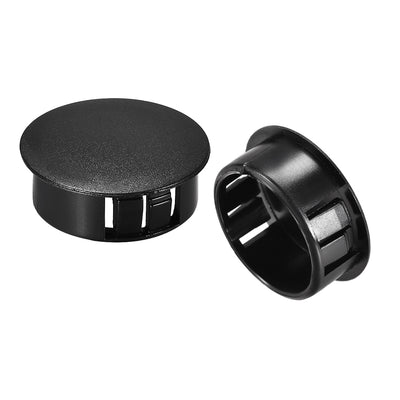 uxcell Uxcell 20pcs Mounting 25mm x 11mm Black Nylon Round Snap Panel Locking Hole Plugs Cover