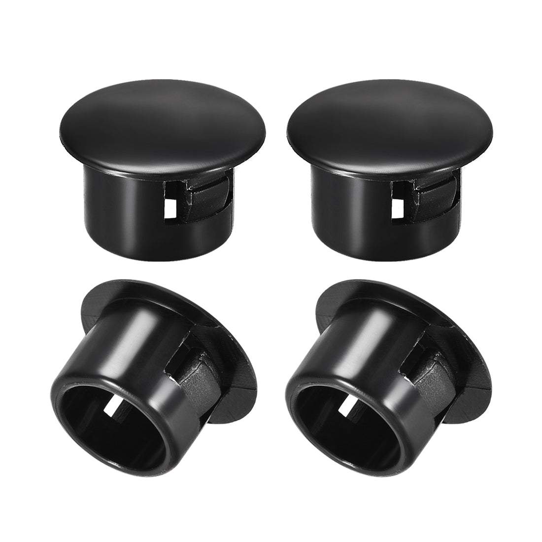 uxcell Uxcell 4pcs Mounting 13mm x 11mm Black Nylon Round Snap Panel Locking Hole Plugs Cover