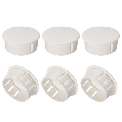 uxcell Uxcell 6pcs Mounting 25mm x 11mm White Nylon Round Snap Panel Locking Hole Plugs Cover