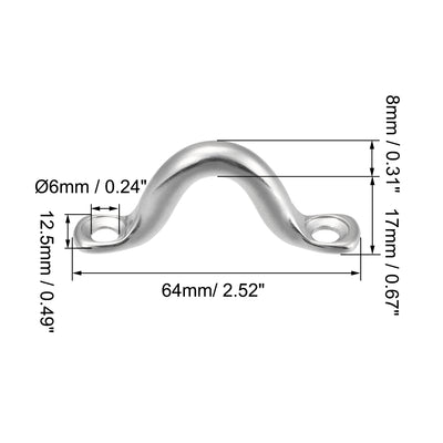 Harfington Uxcell Pad Eye Straps Deck Loops 2.5" Stainless Steel Tie Down Buckle 2Pcs