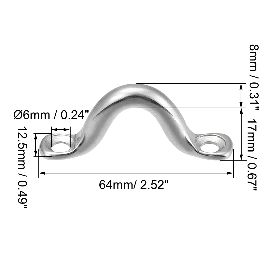 uxcell Uxcell Pad Eye Straps Deck Loops 2.5" Stainless Steel Tie Down Buckle 4Pcs