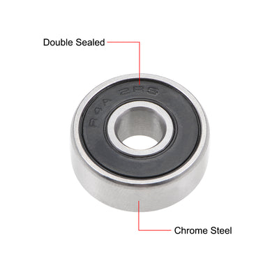 Harfington Uxcell Deep Groove Ball Bearings Double Sealed Chrome Steel P0 Z1