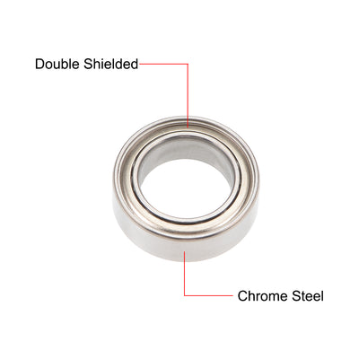 Harfington Uxcell Deep Groove Ball Bearing Double Shielded Chrome Roller Bearings