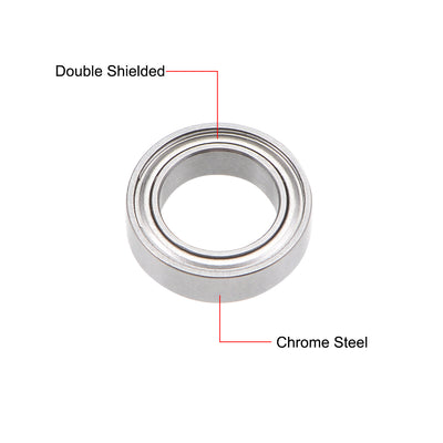 Harfington Uxcell Deep Groove Ball Bearings Metric Double Shielded Chrome Steel Roller ABEC1 Z1