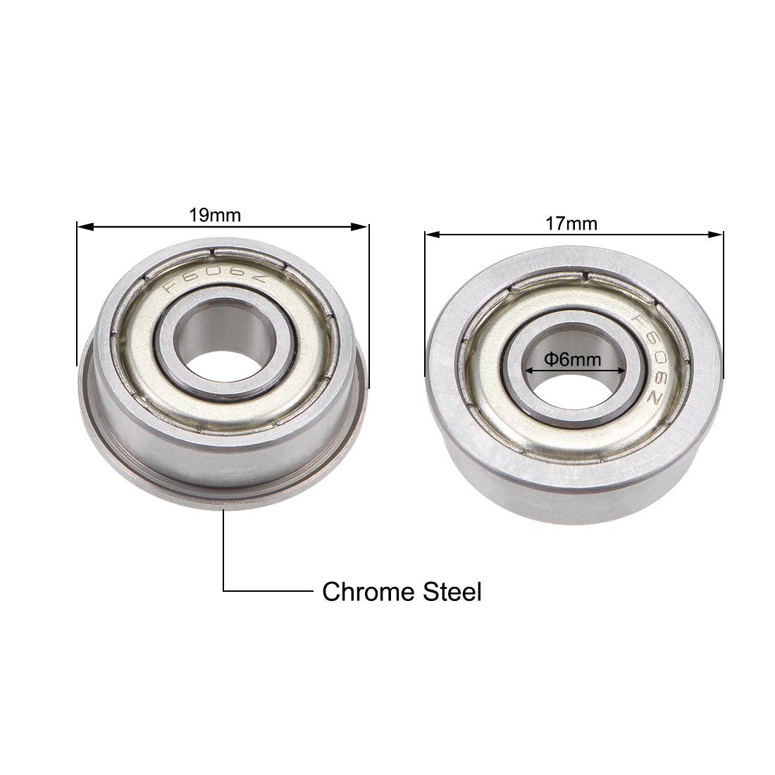 uxcell Uxcell Flange Deep Groove Ball Bearings Double Shield Chrome Steel