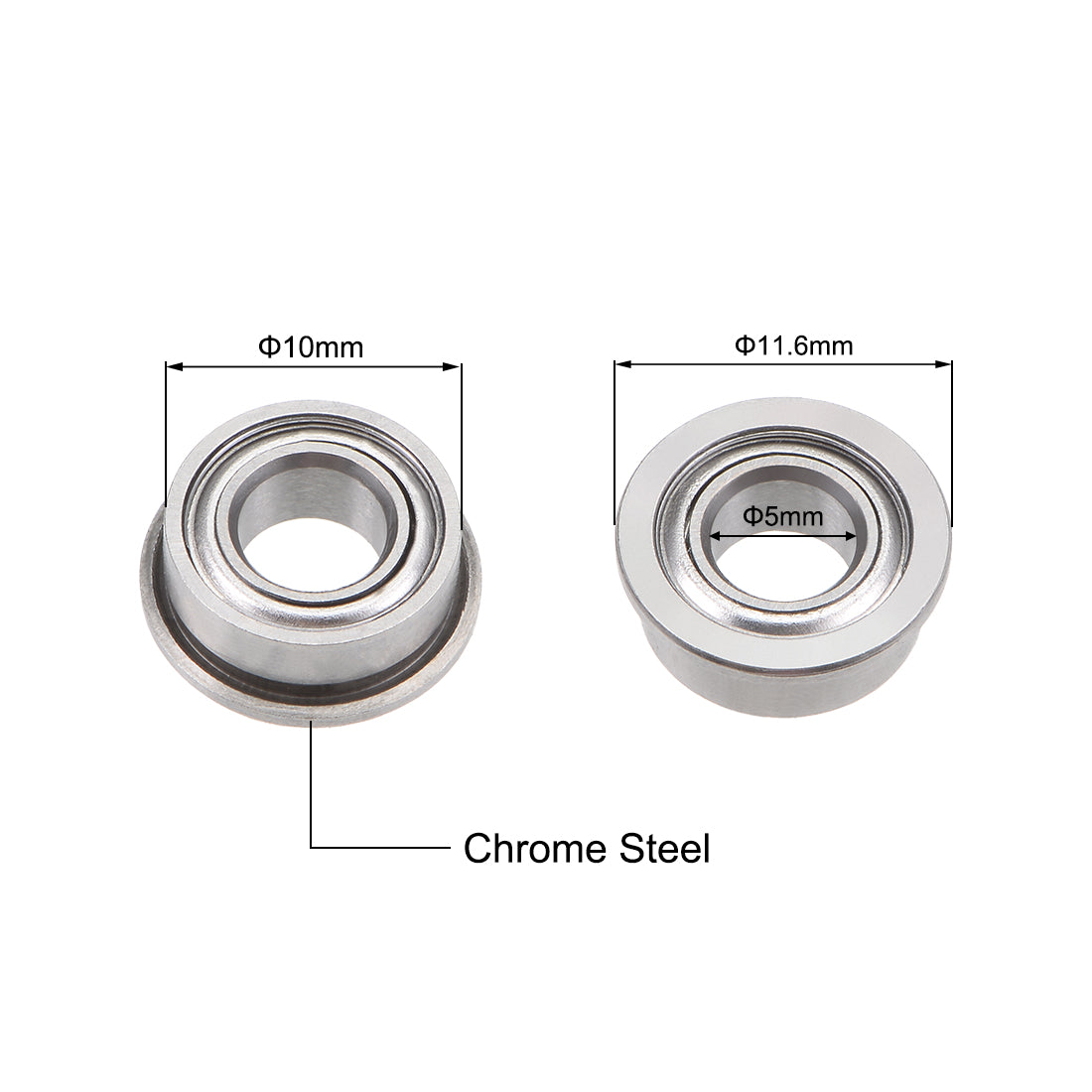 uxcell Uxcell Miniature Flange Deep Groove Ball Bearings Double Shield Chrome Steel