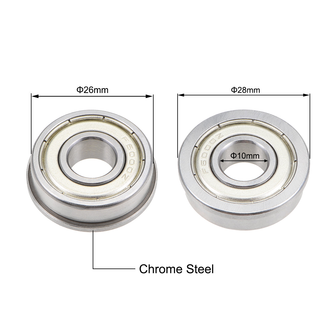 uxcell Uxcell Flange Deep Groove Ball Bearings Double Shield Chrome Steel