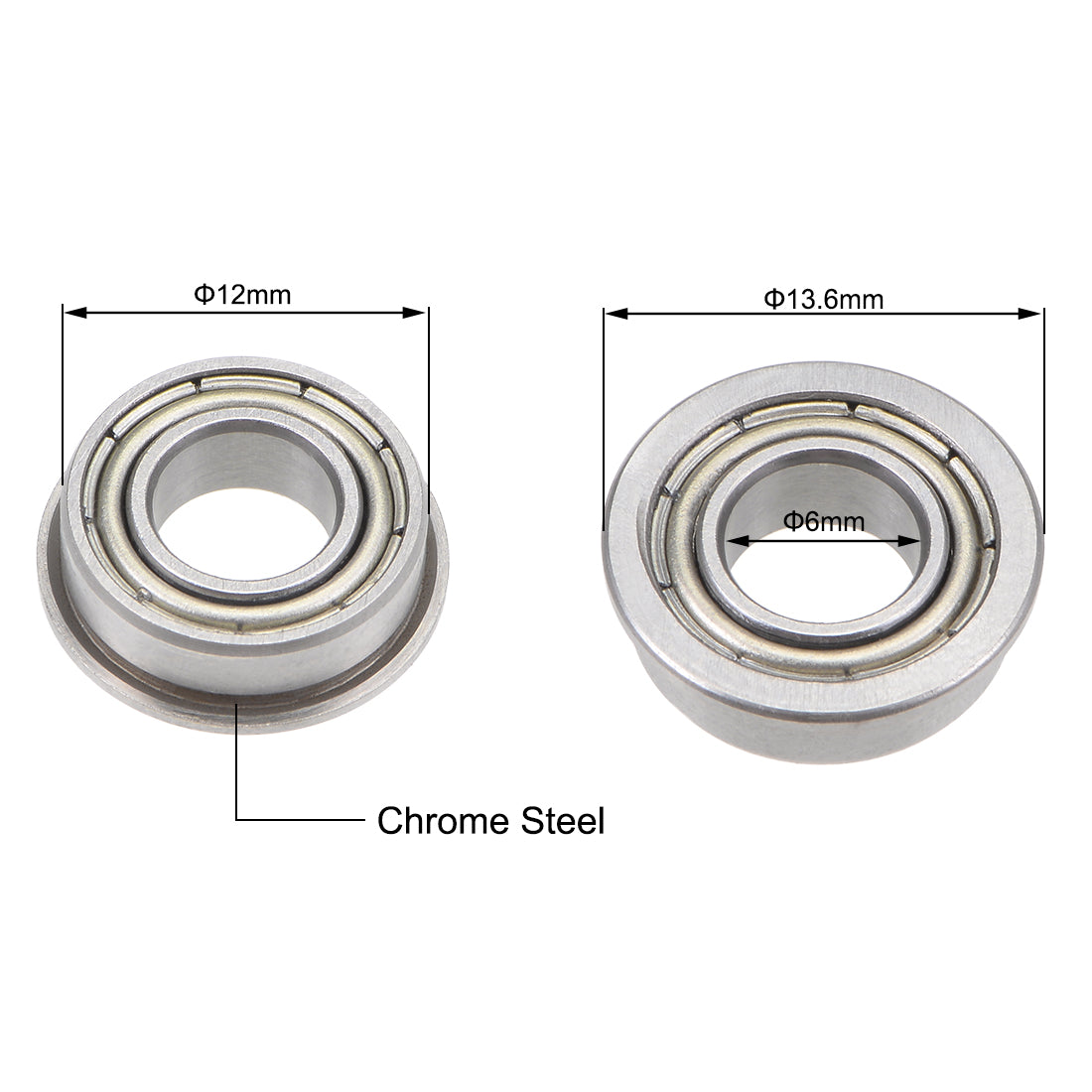 uxcell Uxcell Miniature Flange Deep Groove Ball Bearings Double Shield Chrome Steel