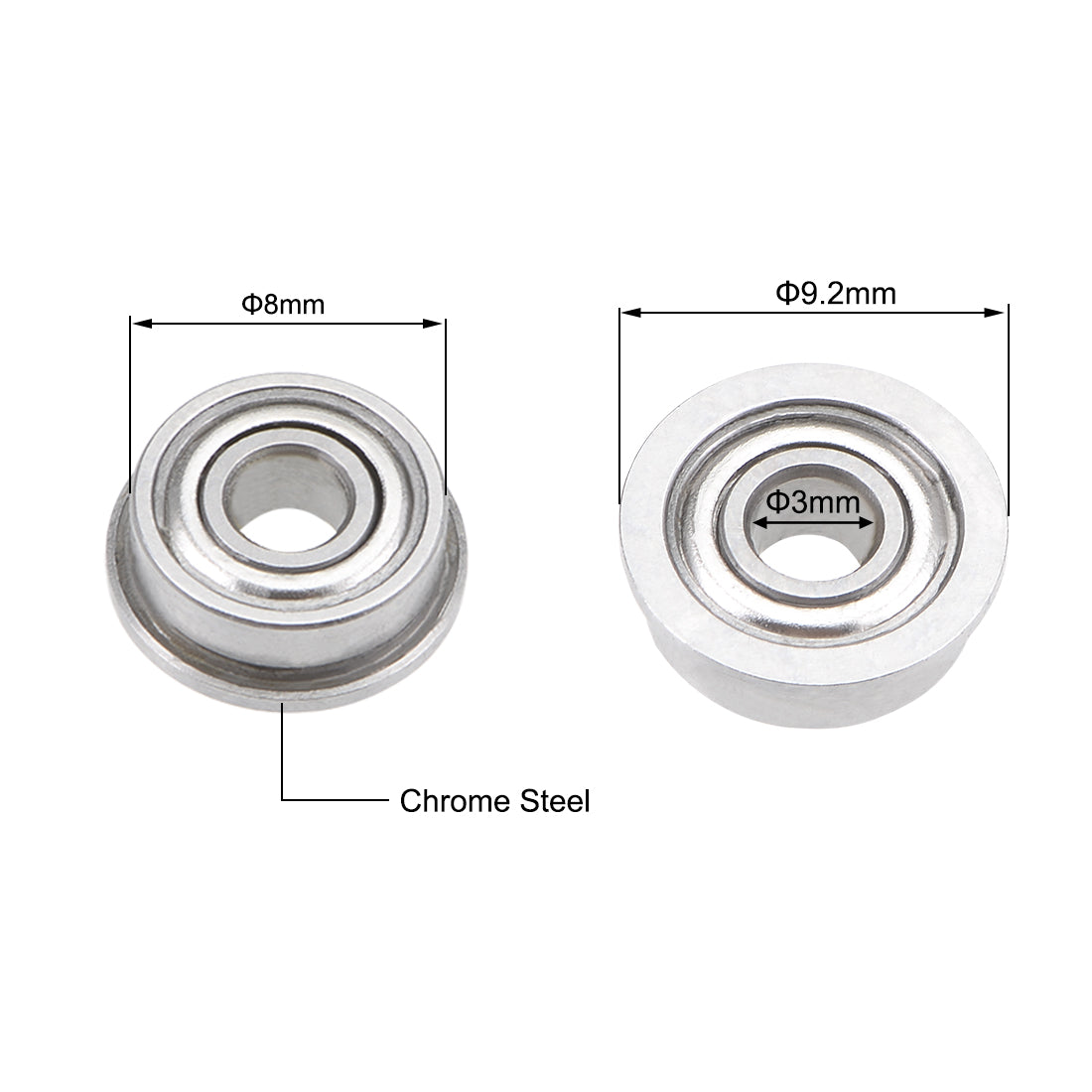 uxcell Uxcell Miniature Flange Deep Groove Ball Bearings Double Shield Chrome Steel