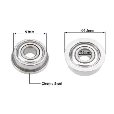 Harfington Uxcell Miniature Flange Deep Groove Ball Bearings Double Shield Chrome Steel