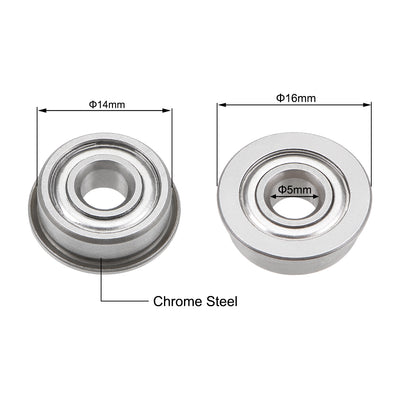 Harfington Uxcell Flange Deep Groove Ball Bearings Double Shield Chrome Steel