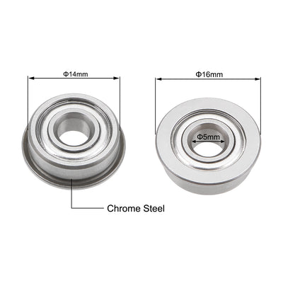 Harfington Uxcell Flange Deep Groove Ball Bearings Double Shielded Chrome Steel