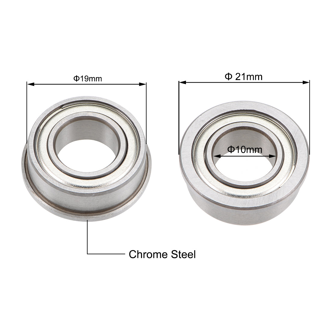 uxcell Uxcell Flange Deep Groove Ball Bearings Double Shield Chrome Steel