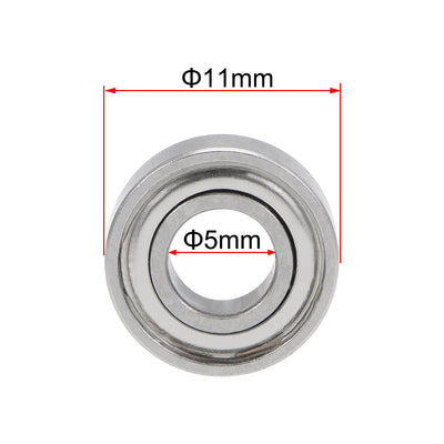 Harfington Uxcell Miniature Deep Groove Ball Bearings Double Shielded Stainless Steel