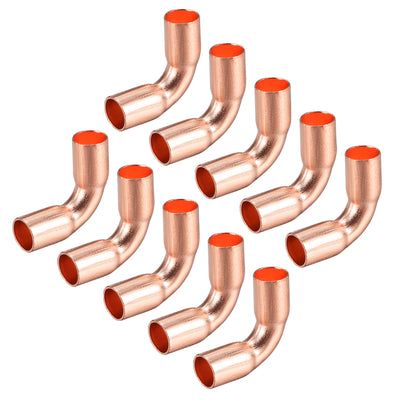 uxcell Uxcell 6.35mm ID 90 Degree Copper Elbow Pipe Fitting Connector 10pcs