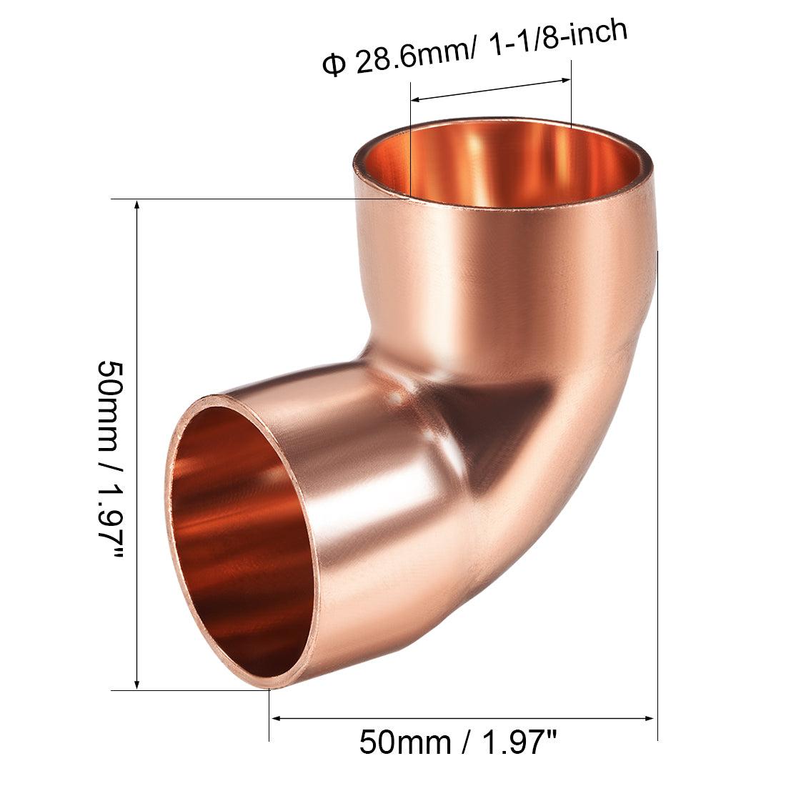 uxcell Uxcell 90 Grad Kupferbogen Ellenbogen Kupferrohr Rohrverschraubung Verbinder für Klempnerarbeit 2 Stück 28,6 mm