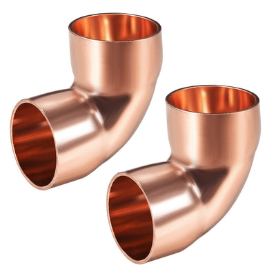 uxcell Uxcell 28.58mm ID 90 Degree Copper Elbow Fitting 1mm Thick 2pcs