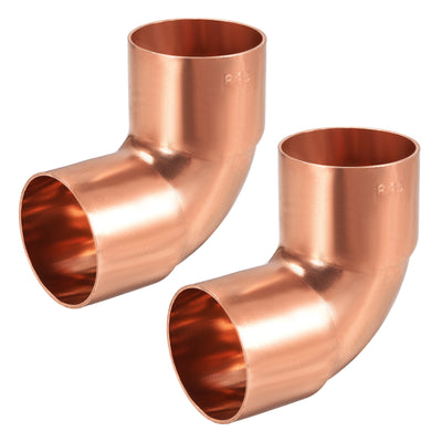 uxcell Uxcell 41.28mm ID 90 Degree Copper Elbow Pipe Fitting 2pcs