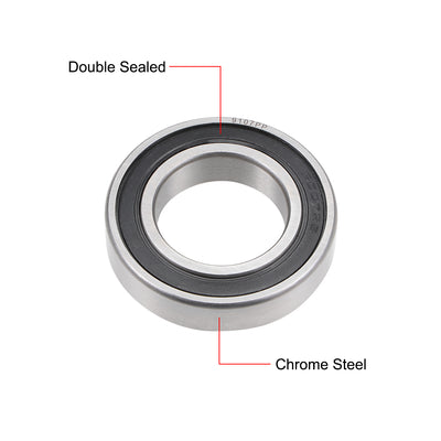 Harfington Uxcell Deep Groove Ball Bearing Double Sealed Chrome Steel Bearings