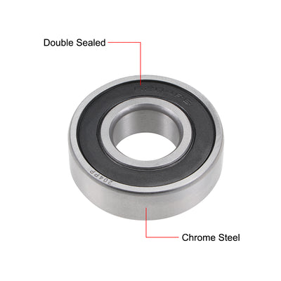 Harfington Uxcell Deep Groove Ball Bearing Double Seal Chrome Steel P0 Z1 Metric Bearings