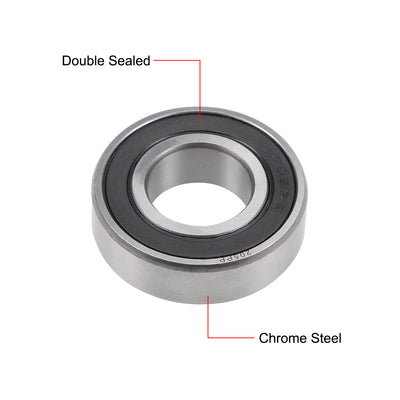 Harfington Uxcell Deep Groove Ball Bearing Double Sealed Chrome Steel Bearings