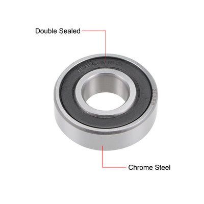 Harfington Uxcell Deep Groove Ball Bearing Double Seal Chrome Steel P0 Z1 Metric Bearings