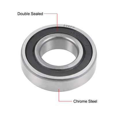 Harfington Uxcell Deep Groove Ball Bearing Double Seal Chrome Steel P0 Z1 Metric Bearings