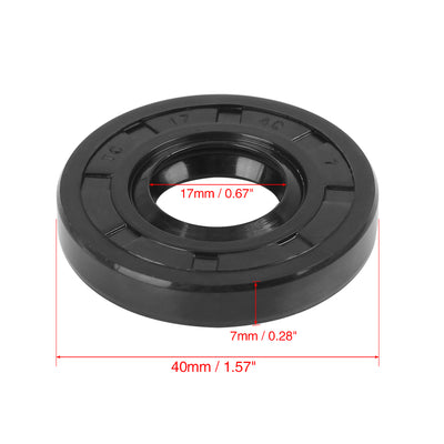 Harfington 17mm x 40mm x 7mm Rubber Double Lip TC Oil Shaft Seal