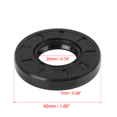 Harfington 20mm x 42mm x 7mm Rubber Double Lip TC Type Oil Shaft Seal