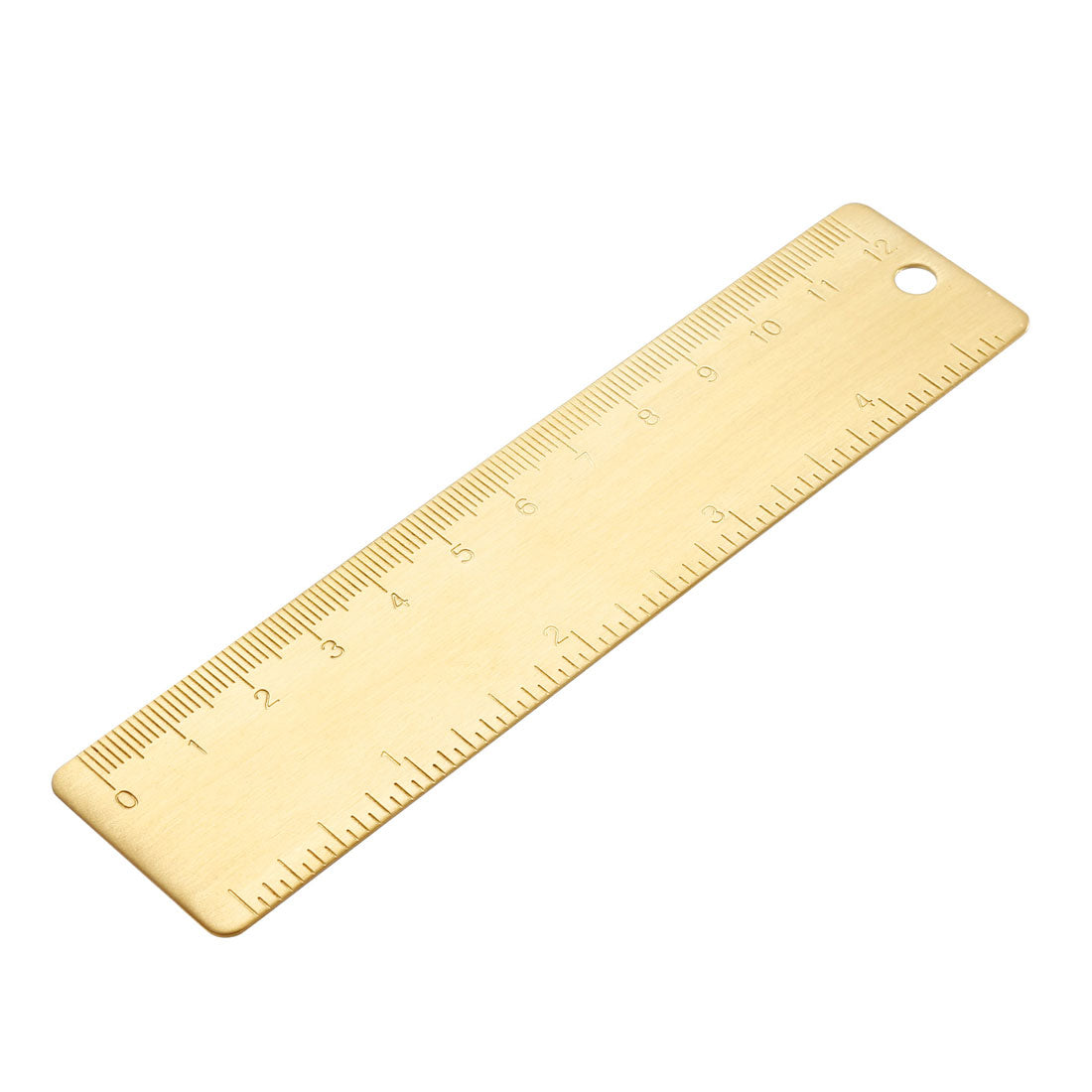 uxcell Uxcell Straight Ruler 120mm 4 Inch Brass Measuring Tool with Hanging Hole