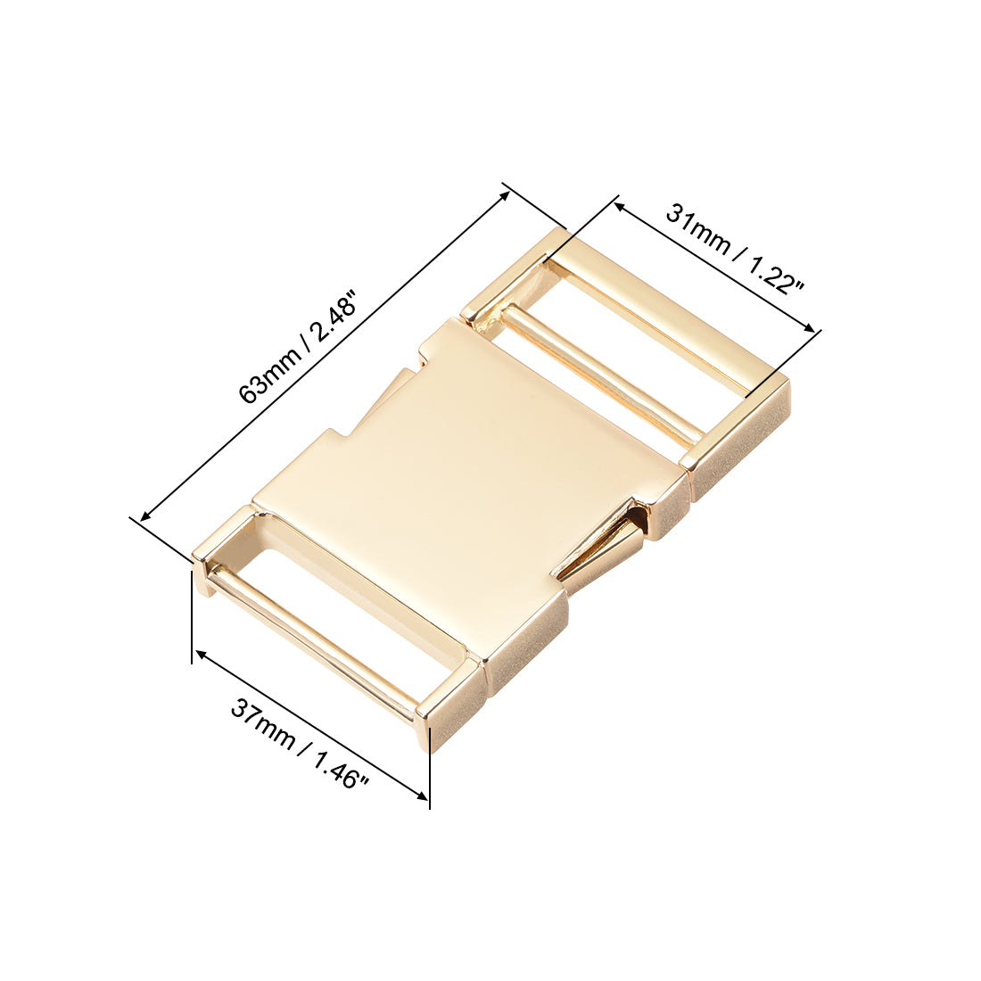 Uxcell Uxcell Side Release Buckle 1.2-inch Zinc Alloy Adjustable Buckle Gold Tone