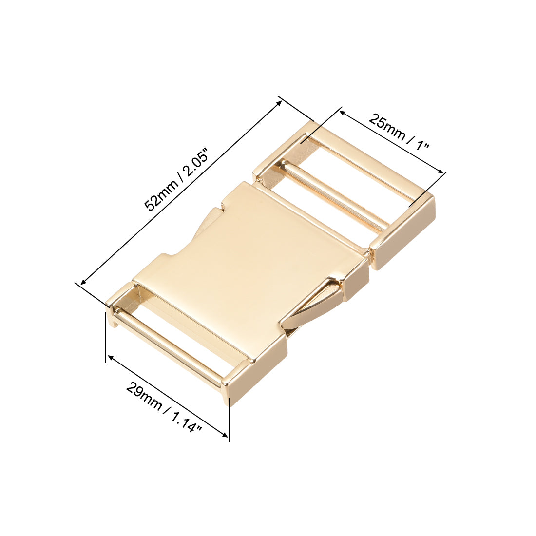 Uxcell Uxcell Side Release Buckle 1.2-inch Zinc Alloy Adjustable Buckle Gold Tone