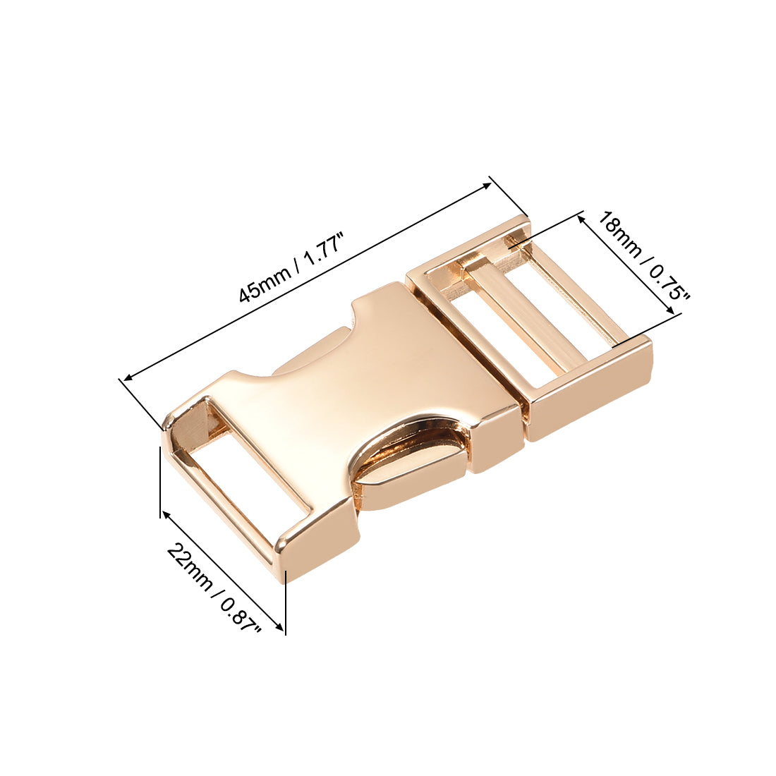 Uxcell Uxcell Side Release Buckle 1.2-inch Zinc Alloy Adjustable Buckle Gold Tone