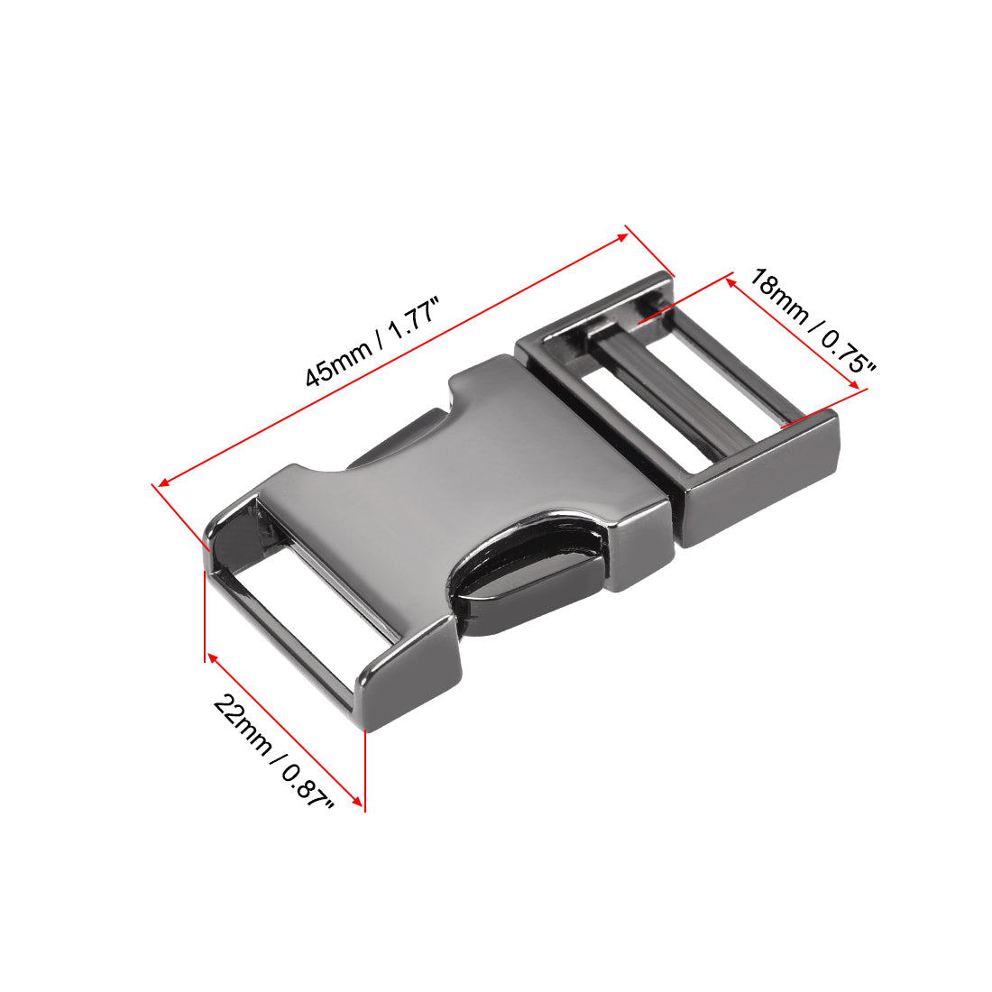 uxcell Uxcell Side Release Buckle Zinc Alloy Adjustable Buckle 2Pcs