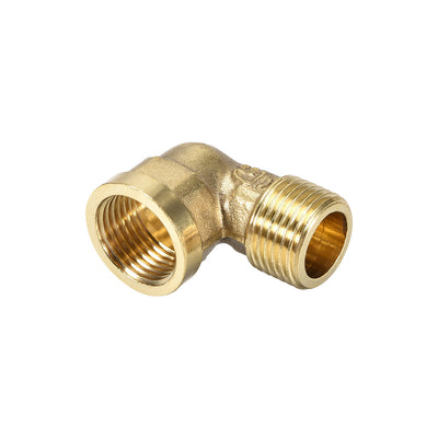 Harfington Uxcell Brass Pipe Fitting 90 Degree Elbow G1/2 Male x G1/2 Female 2pcs