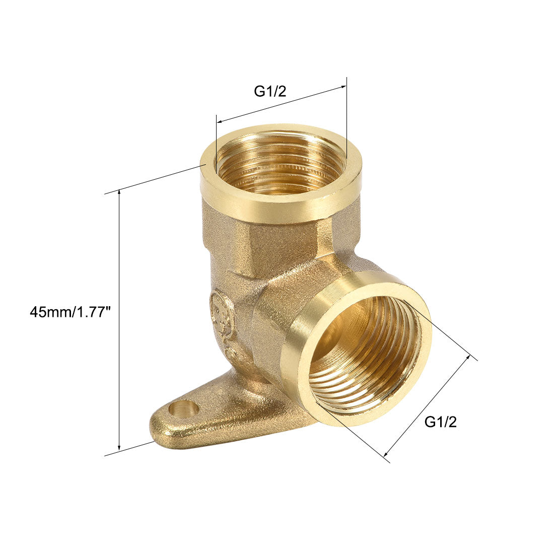 uxcell Uxcell Brass Pipe Fitting 90 Degree Drop Ear Elbow G1/2 Female x G1/2 Female Crimp Fitting 2pcs