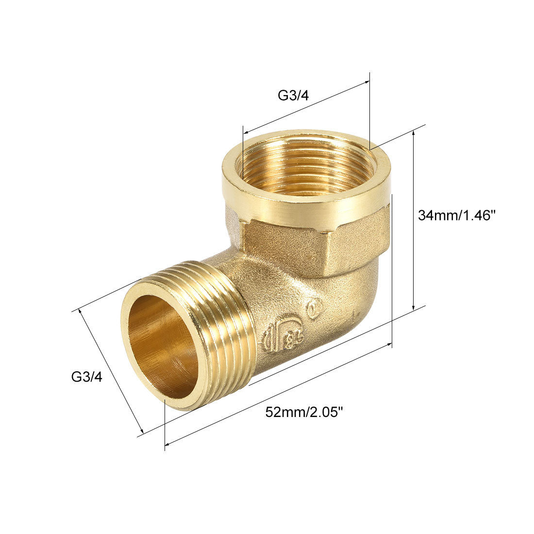 uxcell Uxcell Brass Pipe Fitting 90 Degree Street Elbow G3/4 Male x G3/4 Female 2pcs