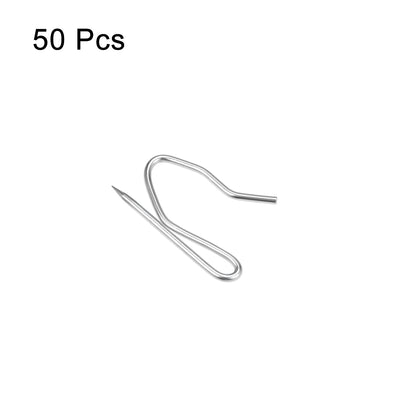 Harfington Uxcell Curtain Hooks Stainless Steel Pin-On Drapery Hooks for Window Door Curtains Silver Tone 50 Pcs