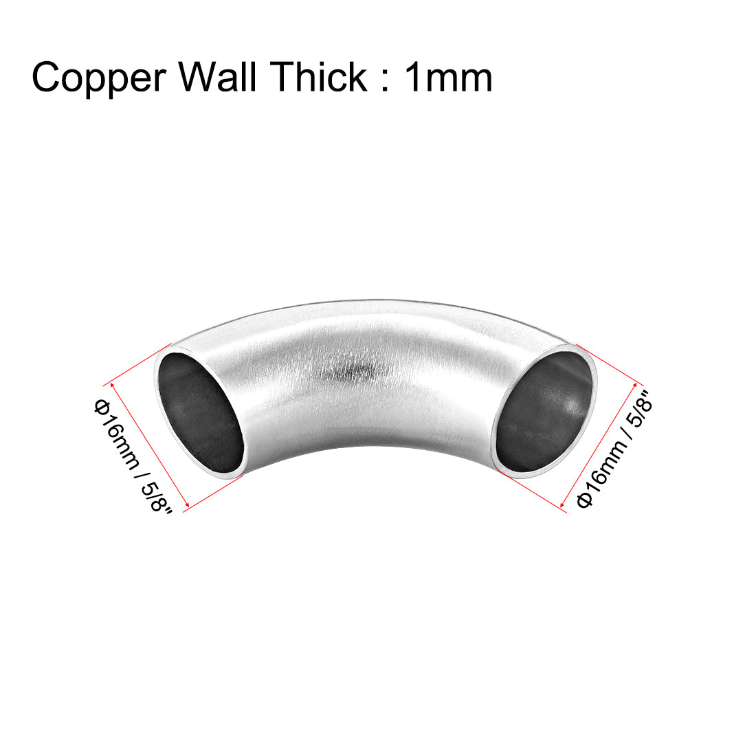 uxcell Uxcell Stainless Steel 304 Pipe Fitting Long Radius 90 Degree Elbow Butt-Weld 5/8-inch OD 1mm Thick Pipe Size 2pcs