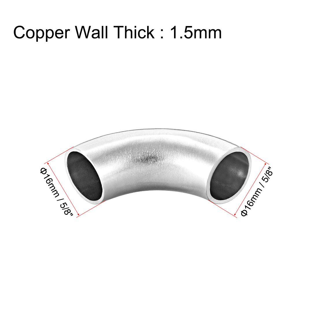 uxcell Uxcell Stainless Steel 304 Pipe Fitting Long Radius 90 Degree Elbow Butt-Weld 5/8-inch OD 1.5mm Thick Pipe Size 2pcs