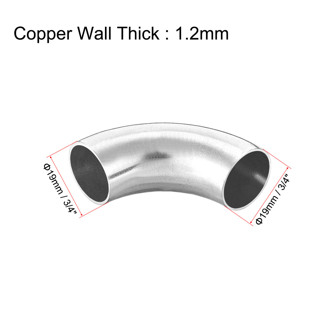 uxcell Uxcell Stainless Steel 304 Pipe Fitting Long Radius 90 Degree Elbow Butt-Weld 3/4-inch OD 1.2mm Thick Pipe Size 2pcs