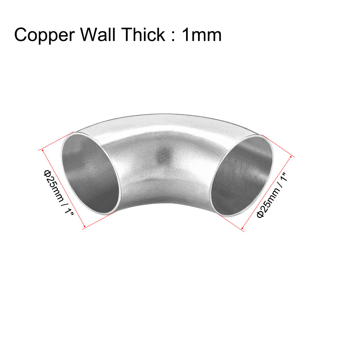 uxcell Uxcell Stainless Steel 304 Pipe Fitting Long Radius 90 Degree Elbow Butt-Weld 1-inch OD 1mm Thick Pipe Size 5pcs