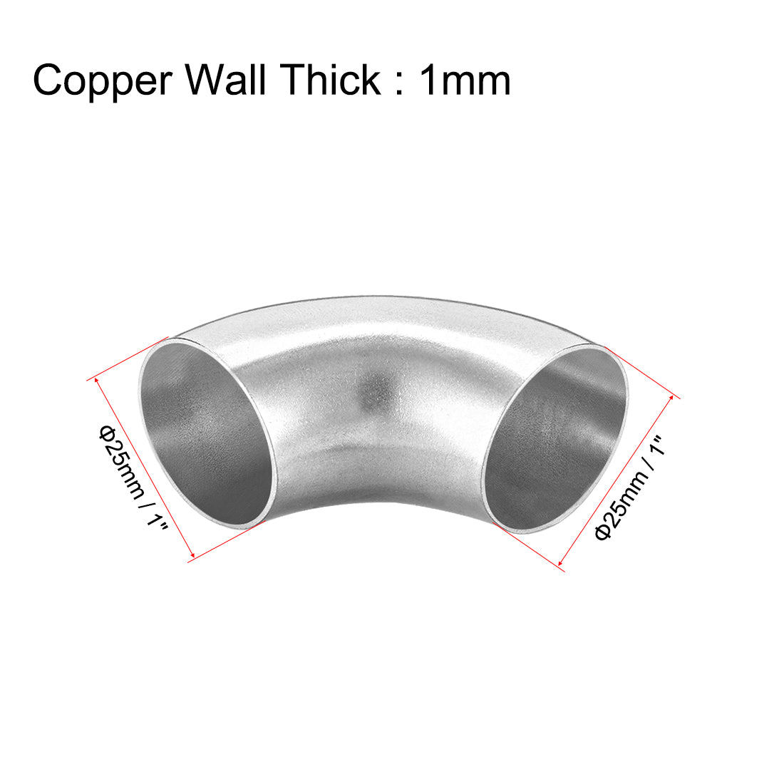 uxcell Uxcell Stainless Steel 304 Pipe Fitting Long Radius 90 Degree Elbow Butt-Weld 1-inch OD 1mm Thick Pipe Size 2pcs