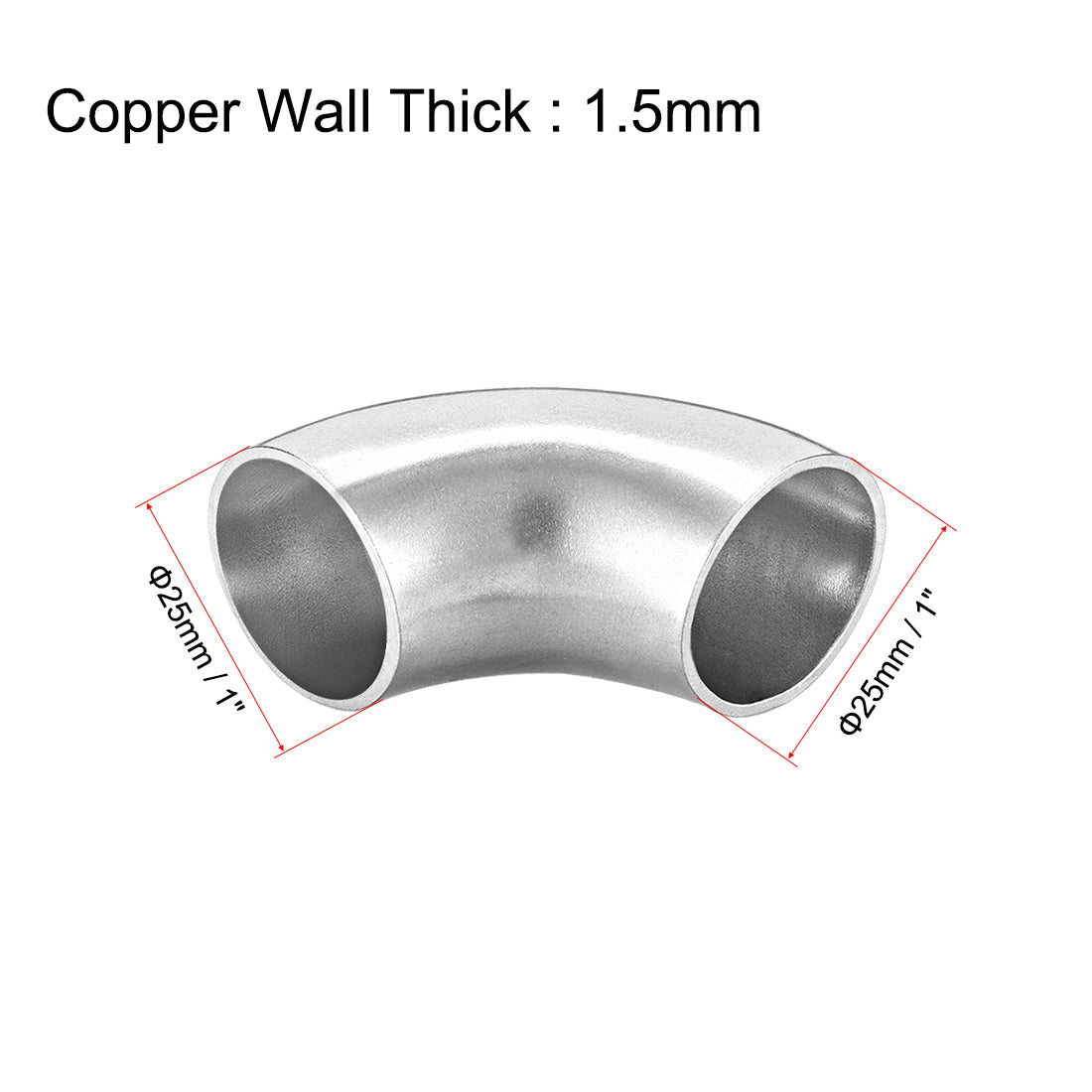 uxcell Uxcell Stainless Steel 304 Pipe Long Radius 90 Degree Elbow Butt-Weld 1-inch OD 1.5mm Thick Pipe Size 2pcs